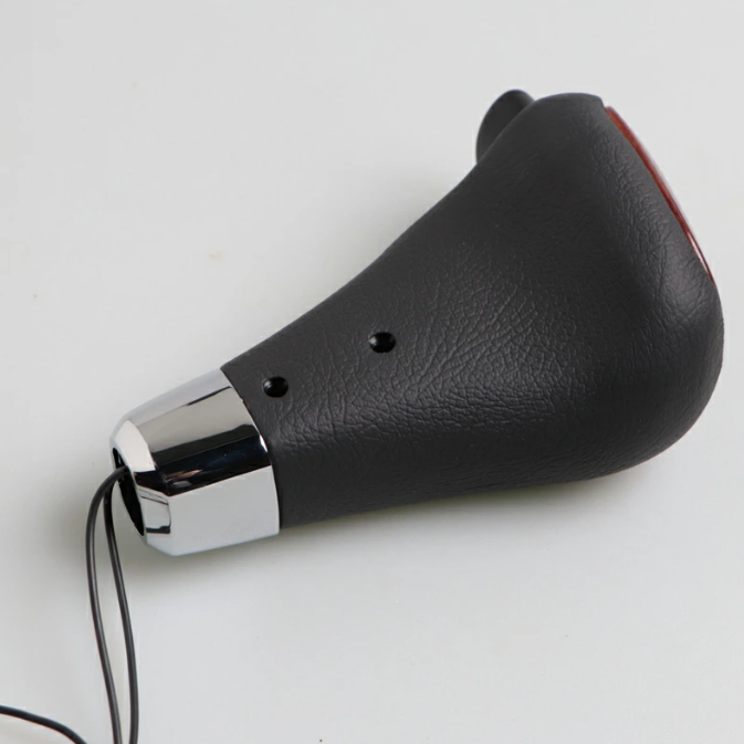 Wood Combination Shift Knob with Overdrive Switch Black Leather Brown Wood Grain for Toyota Land Cruiser 78