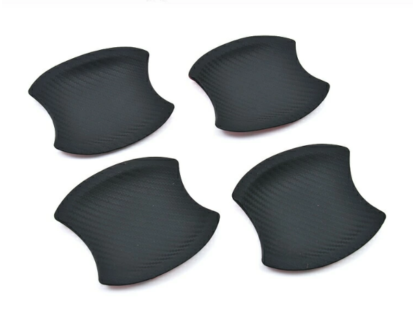 Door Handle Under Cover Protector Scratch Guard TPE Rubber 4P Set Black / Carbon Style Fits Toyota Land Cruiser LC300