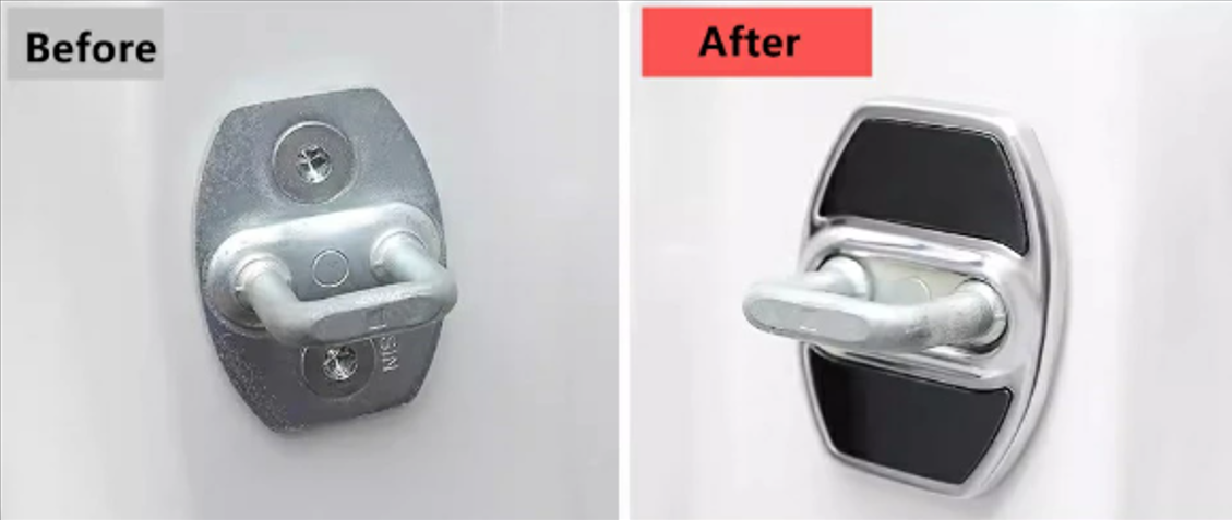 Stainless Steel Door Lock Cover Set Black 4pcs Fits Toyota Land Cruiser 300