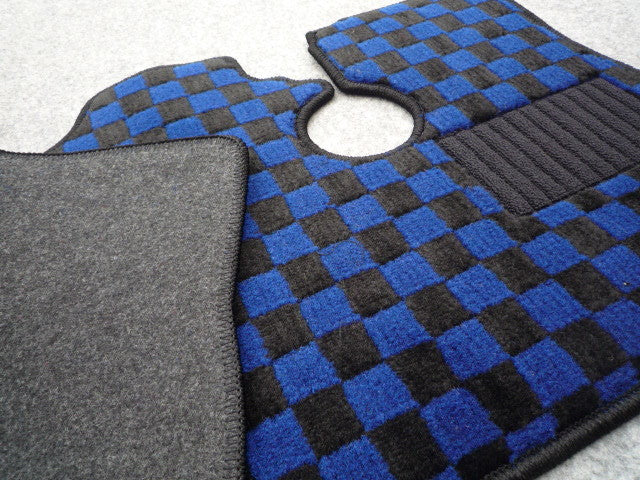 For Subaru Sambar Truck TT1 TT2 Floor Mat Check Pattern Black & Blue For AT
