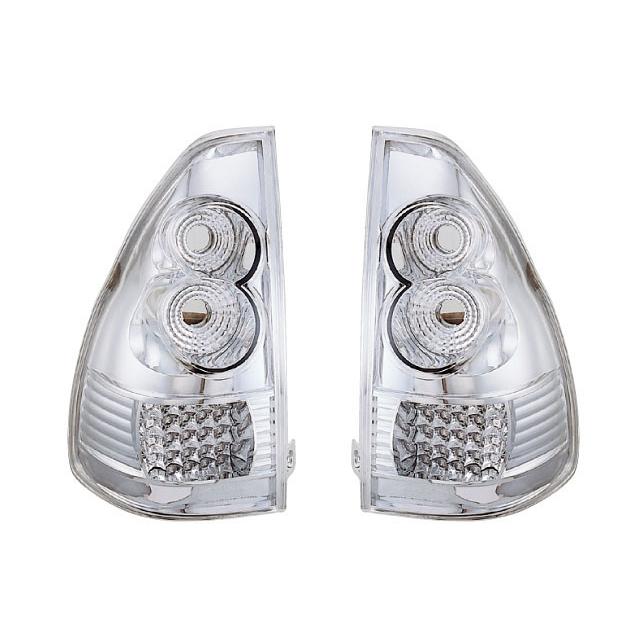 Fits Toyota Land Cruiser 120 Series LED Tail Lamp Chrome Inner Crystal Lens