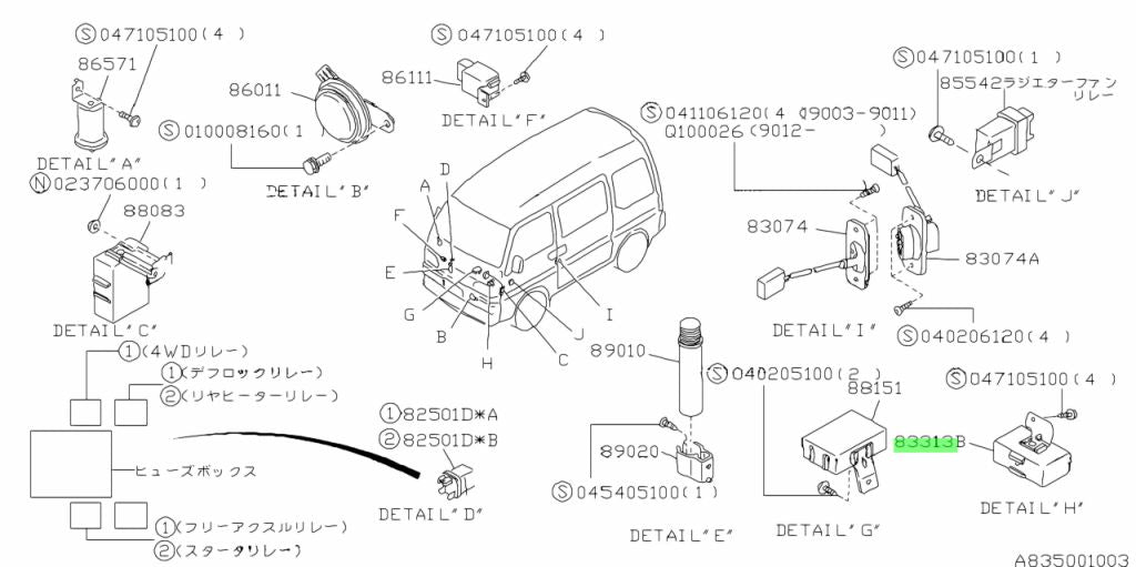 Subaru Sambar Central Door Lock Timer DIAS VAN 83083TA030 Subaru Genuine Part