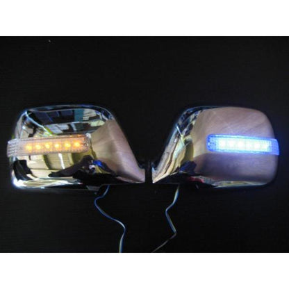 LED Chrome Side Door Mirror Cover Garnish Fits Toyota Land Cruiser 80 FZJ80G