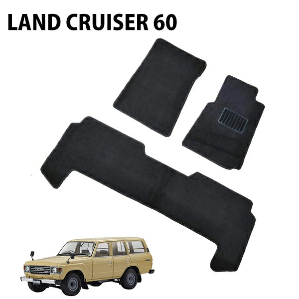 Black Floor Mat Set Fits Toyota Land Cruiser 60 Series 5-Seater