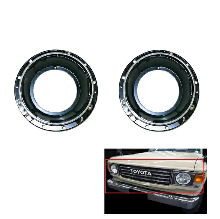 Headlight Bezel Frame Ring Set Fits Toyota Land Cruiser 60 61 62 Series Round