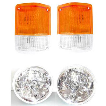 New Headlight & Corner Lamp Set (Left & Right) for Land Cruiser 60 Series (Round Headlight Model)