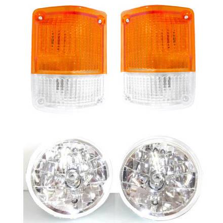 New Headlight & Corner Lamp Set (Left & Right) for Land Cruiser 60 Series (Round Headlight Model)