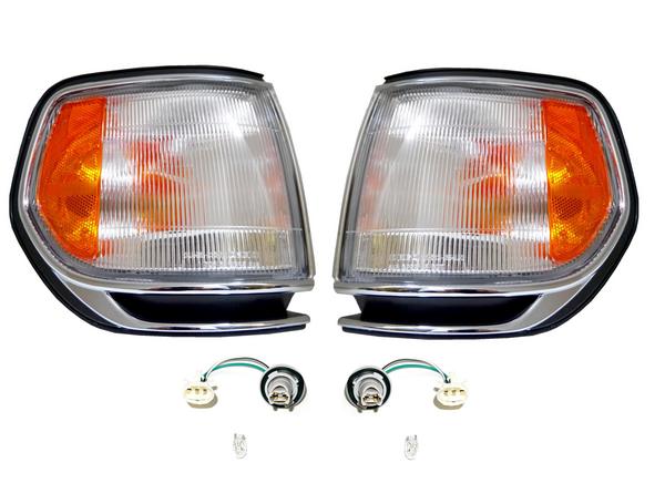 Clear Corner Lamps w/ Chrome Trim for Toyota Land Cruiser 80 FJ80 FZJ80 HDJ81