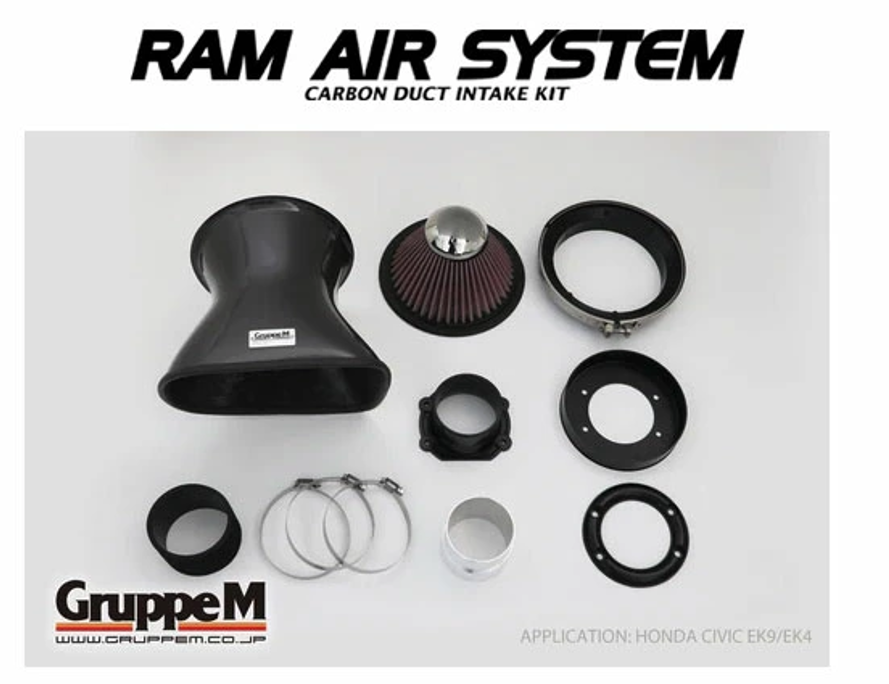 For HONDA Civic EK9 B16B 1997-2000 RAM AIR SYSTEM CARBON DUCT INTAKE KIT GruppeM
