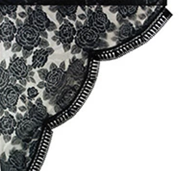 Rose Pattern Lace Side Curtains Edge Color Black for Light Trucks