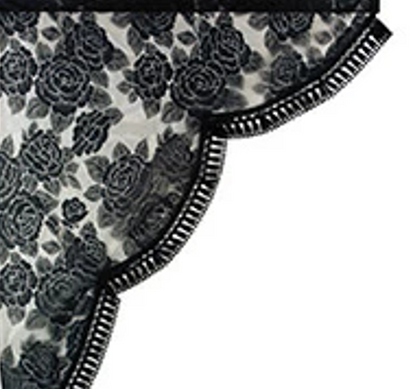 Rose Pattern Lace Side Curtains Edge Color Black for Light Trucks