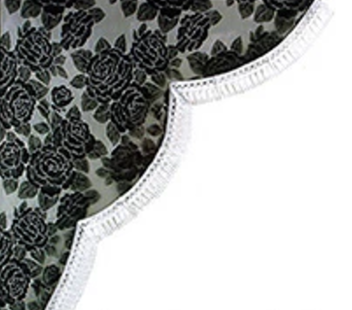 Rose Pattern Lace Side Curtains Edge Color White for Light Trucks