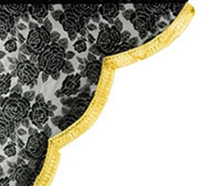 Rose Pattern Lace Side Curtains Edge Color Gold for Light Trucks