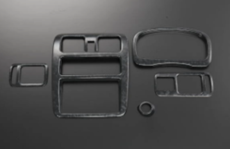 Interior Panel 5-piece Set Black Woodgrain Style for Suzuki Carry Truck DA63T