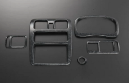Interior Panel 5-piece Set Black Woodgrain Style for Suzuki Carry Truck DA63T
