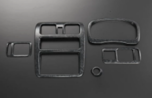 Interior Panel 5-piece Set Black Woodgrain Style for Suzuki Carry Truck DA63T