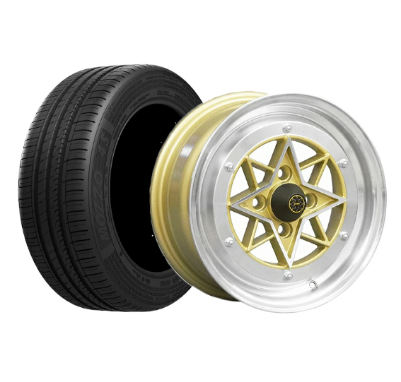 Set of 4 Tires and Aluminum Wheels Gold for Suzuki Carry DA16T