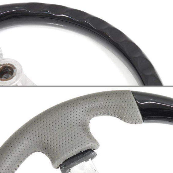 Normal Grip Steering Light Gray Leather Piano Black for Suzuki Carry Super Carry DA16T