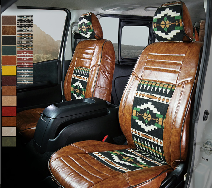 Classic Native American Pattern PU Leather Seat Cover for Land Cruiser Prado 8-Seater KZJ78G KZJ78W