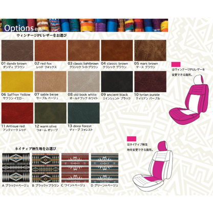 Classic Native American Pattern PU Leather Seat Cover for Land Cruiser Prado 8-Seater KZJ78G KZJ78W