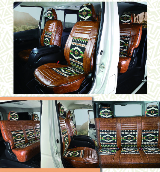 Classic Native American Pattern PU Leather Seat Cover for Land Cruiser Prado 8-Seater KZJ78G KZJ78W