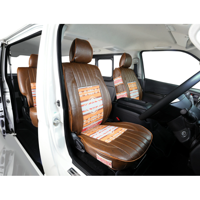 Native American Pattern Vintage Leather-like Fabric Seat Cover for Land Cruiser Prado 8-Seater KZJ78G KZJ78W