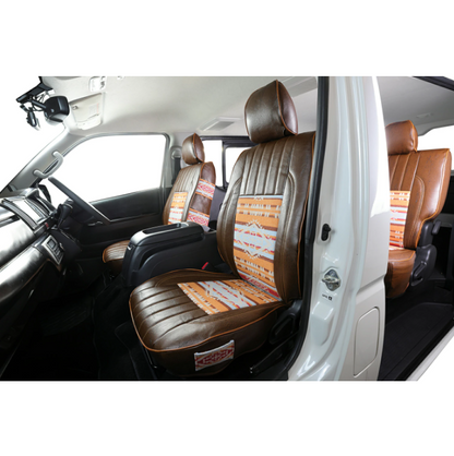 Native American Pattern Vintage Leather-like Fabric Seat Cover for Land Cruiser Prado 8-Seater KZJ78G KZJ78W