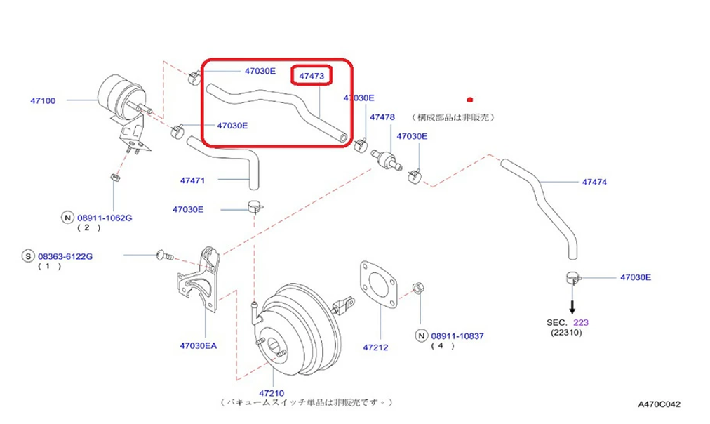 Genuine Nissan SKYLINE GT-R R32 Heritage Vacuum Hose