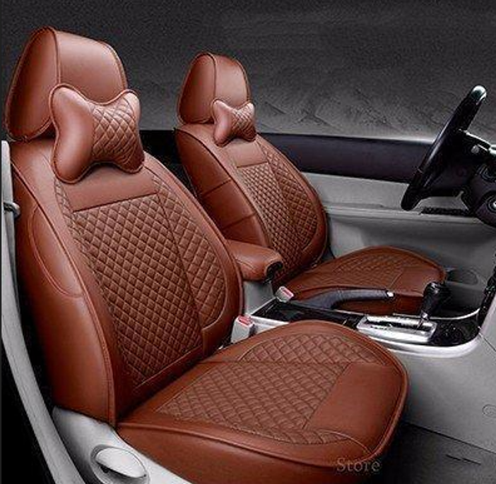 طقم أغطية مقاعد سيارة كامل من الجلد الصناعي الشبكي المبطن ثلاثي الأبعاد، مناسب لسيارة لكزس LX570، لون بني فاتح