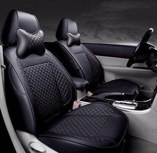 طقم أغطية مقاعد سيارة كامل من الجلد الصناعي الشبكي بتصميم ثلاثي الأبعاد، مناسب لسيارة لكزس LX570، باللون الأسود.