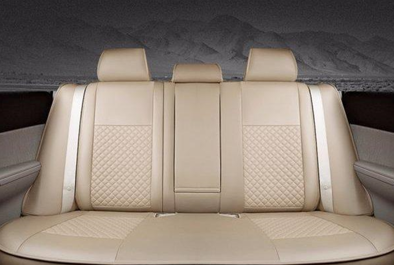 طقم كامل من أغطية مقاعد السيارة لسيارة لكزس LX570، مصنوع من جلد البولي يوريثان الشبكي، بنمط تطريز ثلاثي الأبعاد، لون بيج.
