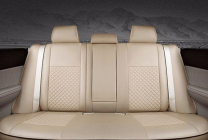 طقم كامل من أغطية مقاعد السيارة لسيارة لكزس LX570، مصنوع من جلد البولي يوريثان الشبكي، بنمط تطريز ثلاثي الأبعاد، لون بيج.
