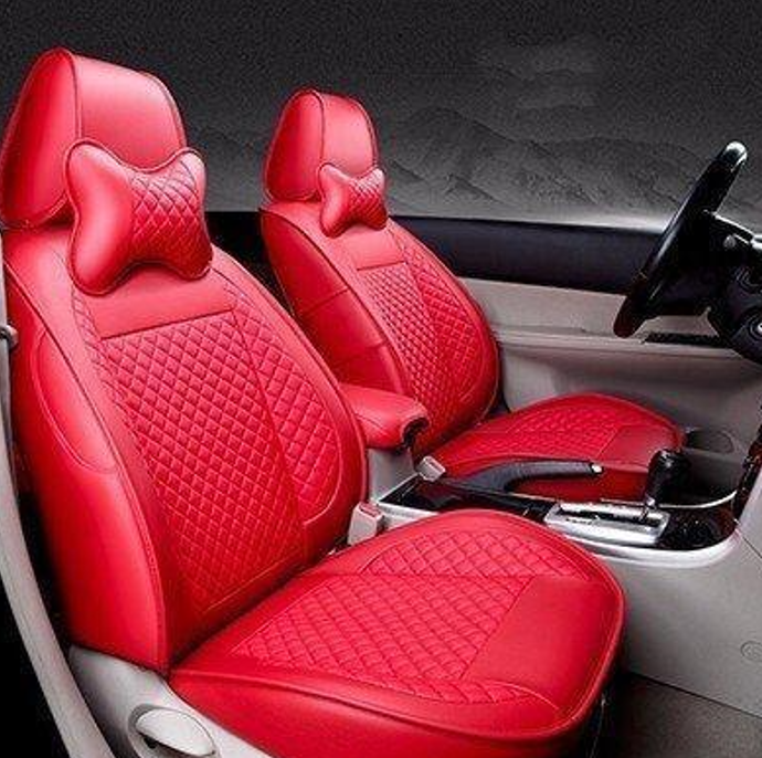 طقم أغطية مقاعد سيارة كامل من الجلد الصناعي الشبكي بتصميم ثلاثي الأبعاد باللون الأحمر، مناسب لسيارة لكزس LX570