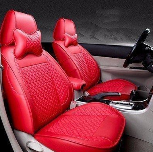 طقم أغطية مقاعد سيارة كامل من الجلد الصناعي الشبكي بتصميم ثلاثي الأبعاد باللون الأحمر، مناسب لسيارة لكزس LX570