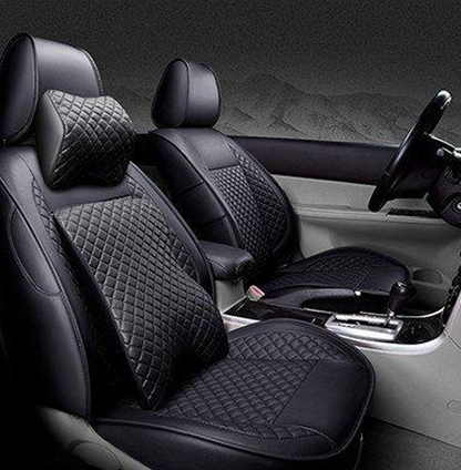 Fit LEXUS LX570 Car Seat Cover Full Set PU leather mesh 3D quilting Black