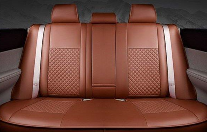 Fit LEXUS LX570 Car Seat Cover Full Set PU leather mesh 3D quilting Light brown