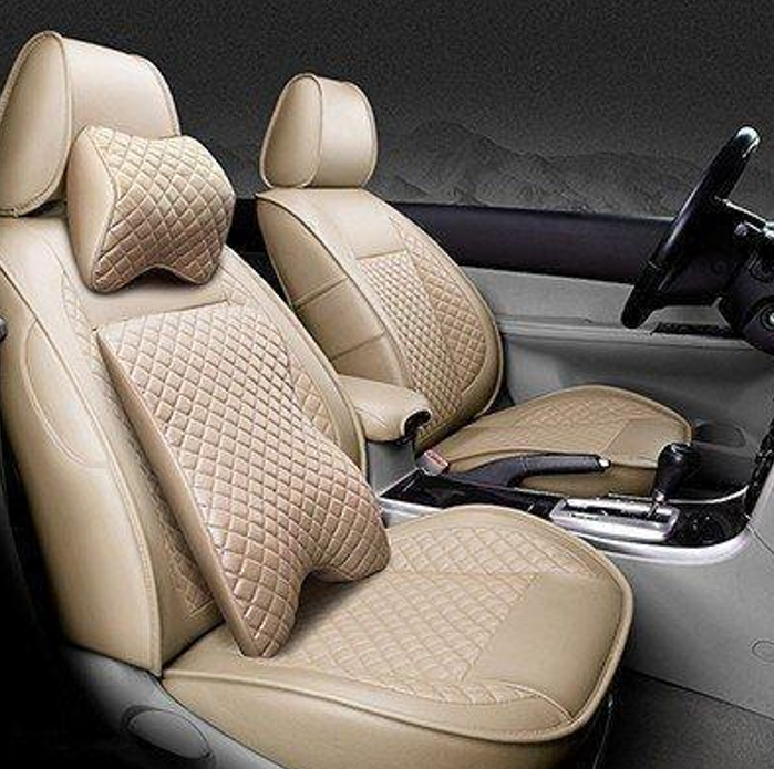 Fit LEXUS LX570 Car Seat Cover Full Set PU leather mesh 3D quilting Beige