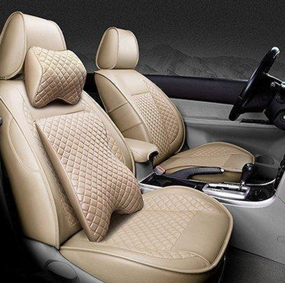 Fit LEXUS LX570 Car Seat Cover Full Set PU leather mesh 3D quilting Beige
