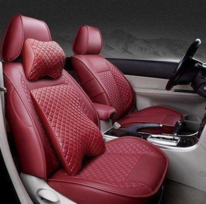 Fit LEXUS LX570 Car Seat Cover Full Set PU leather mesh 3D quilting Burgundy
