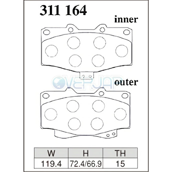 طقم تيل فرامل DIXCEL من النوع X لسيارة واحدة، يناسب لاند كروزر برادو KZJ78G KZJ78W