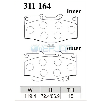 طقم تيل فرامل DIXCEL من النوع X لسيارة واحدة، يناسب لاند كروزر برادو KZJ78G KZJ78W