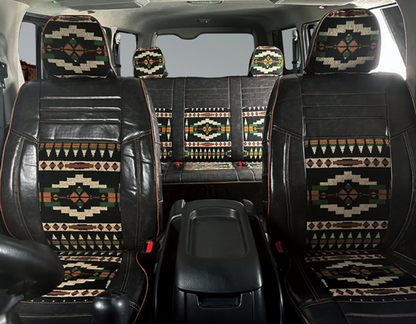 Classic Native American Pattern PU Leather Seat Cover for Land Cruiser Prado 8-Seater KZJ78G KZJ78W
