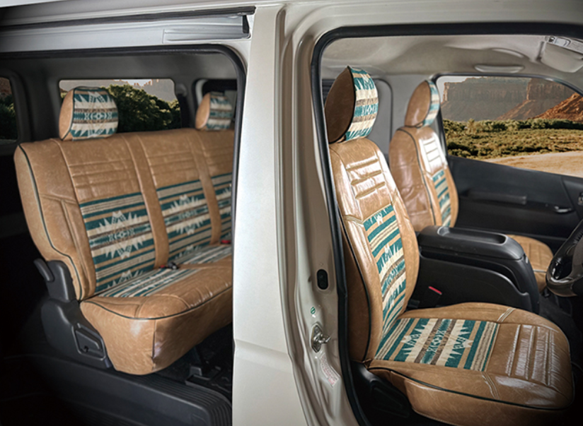 Classic Native American Pattern PU Leather Seat Cover for Land Cruiser Prado 8-Seater KZJ78G KZJ78W