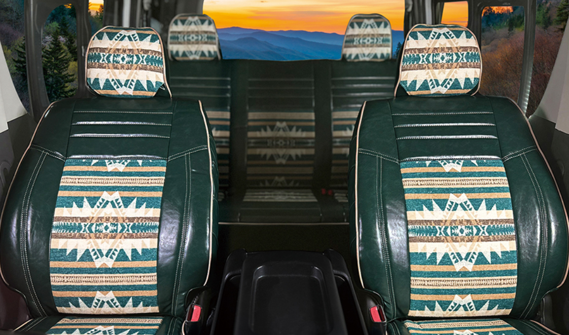 Classic Native American Pattern PU Leather Seat Cover for Land Cruiser Prado 8-Seater KZJ78G KZJ78W