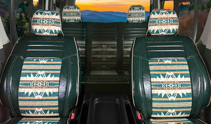 Classic Native American Pattern PU Leather Seat Cover for Land Cruiser Prado 8-Seater KZJ78G KZJ78W