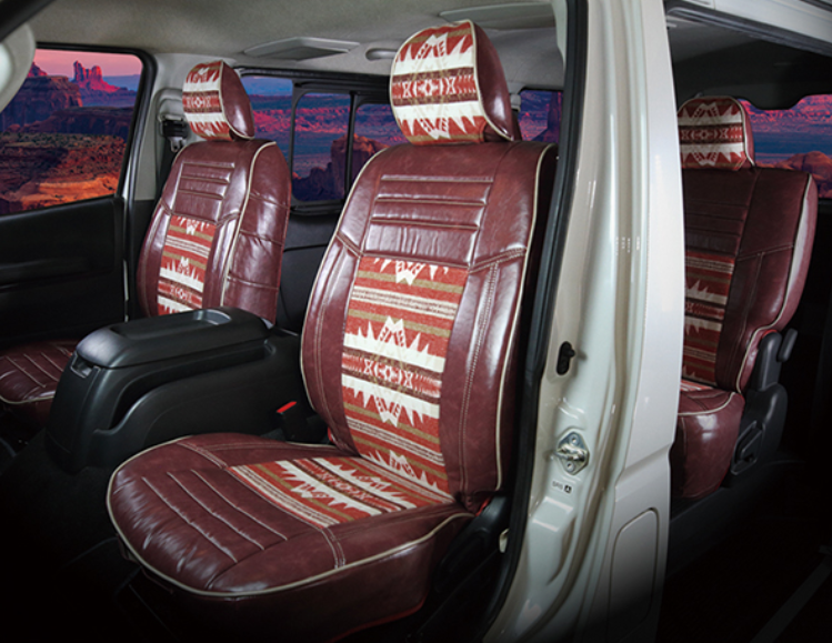 Classic Native American Pattern PU Leather Seat Cover for Land Cruiser Prado 8-Seater KZJ78G KZJ78W