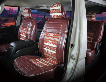 Classic Native American Pattern PU Leather Seat Cover for Land Cruiser Prado 8-Seater KZJ78G KZJ78W