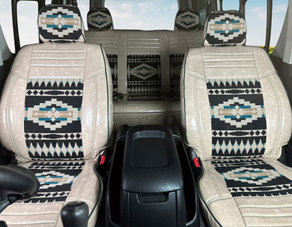 Classic Native American Pattern PU Leather Seat Cover for Land Cruiser Prado 8-Seater KZJ78G KZJ78W