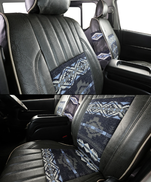 Native American Pattern Vintage Leather-like Fabric Seat Cover for Land Cruiser Prado 8-Seater KZJ78G KZJ78W