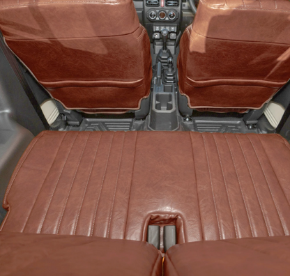 طقم أغطية مقاعد أمامية وخلفية مقاوم للماء ومثبط للهب، لون بني داكن، يناسب سيارات سوزوكي جيميني / جيميني سييرا JB64 JB74